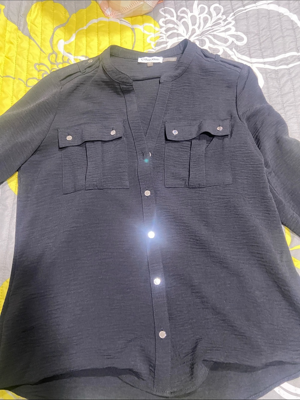 Calvin Klein Men’s Black Button-Front Utility Shirt